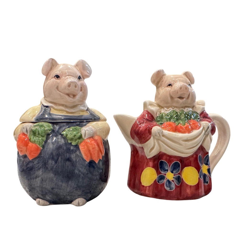 Edith Otagiri Collection Pig Farmer Creamer‎ Sugar Bowl Ceramic
Male has chips